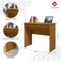 Escrivaninha para Computador 2 Gavetas Para Sala Quarto Escritório  Freijó - 2