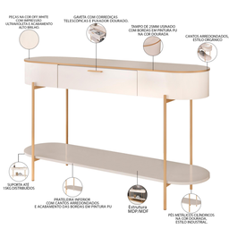 Aparador para Sala de Estar Orgânico Industrial Beca D05 Off White - Lyam Decor - 4 Aparador para Sala de Estar Orgânico Industrial Beca D05 Off White - Lyam Decor - 4