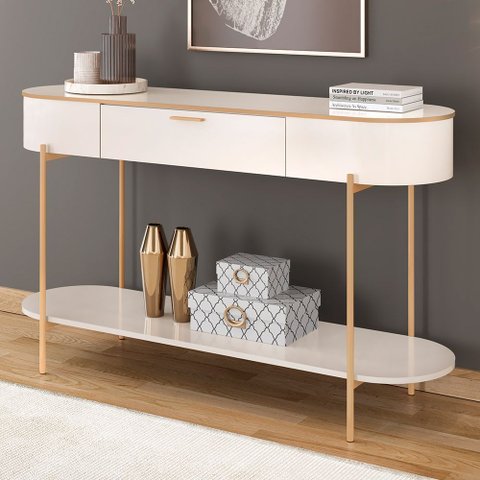 Aparador para Sala de Estar Orgânico Industrial Beca D05 Off White - Lyam Decor
