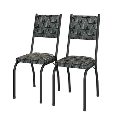 Kit 2 Cadeiras de Jantar em Aço Tubular 258 Sf Preto/mosaico Silver - Combo Stock