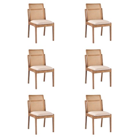 Kit 6 Cadeiras Decorativa Sala de Jantar Luxo Livia Facto Fendi - Mozzelar