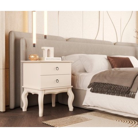 Mesa de Cabeceira Luis Xv Off White - EDN Móveis