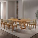 Ver imagem 1 de Sala de Jantar Mesa Flora 220cm Tampo Laminado Barril com 8 Cadeiras Bella