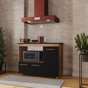 Ver imagem 1 de Balcão Cooktop Ana 4 Bocas 114m com Nicho para Forno e 3 Portas - Savana/preto Móblis