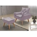 Ver imagem 6 de Poltrona com Puff Decorativo Opala Linho Cinza