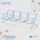 Ver imagem 2 de Cadeira Longarina 4 Lugares Estofado Colors C. Braço Central - Bege