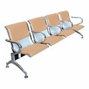 Ver imagem 1 de Cadeira Longarina 4 Lugares Estofado Colors C. Braço Central - Bege