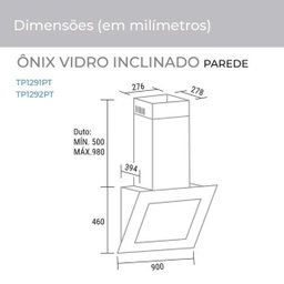 Coifa de Parede Onix Vidro Inclinado 90 Cm Suggar - 2 Coifa de Parede Onix Vidro Inclinado 90 Cm Suggar - 2