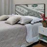 Cabeceira King Suede Estampado Dolar Painel Cama Box 195 X 60 - 2
