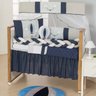 Kit Berço Trança Menino Bebe Azul Marinho Balão Com Almofada 10 pçs Com Saia - 1