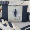 Kit Berço Trança Menino Bebe Azul Marinho Balão Com Almofada 10 pçs Com Saia - 2