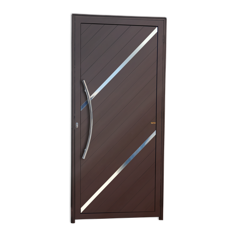 Porta Alumínio Lambril Duna c/Puxador e.Marrom Corten 90 Brimak