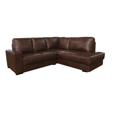 Sofá de Couro Canto Marrocos 2 Lugares com Chaise Direita - Marrom Bicolor