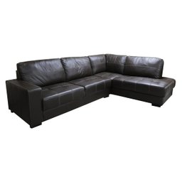 Sofá de Couro Canto Marrocos 3 Lugares com Chaise Direita - Marrom - 2