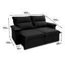 Ver imagem 2 de Sofá Retrátil Reclinável Paris 1,80m Suede Velut Preto Molas no Assento - King House