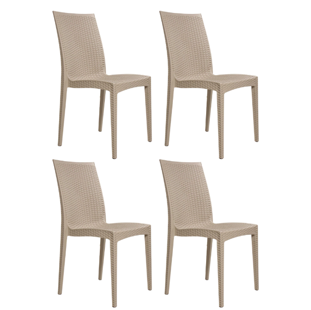 4 Cadeiras Rattan Bege Reforçada - Construmarcas - 1