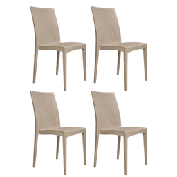 4 Cadeiras Rattan Bege Reforçada - Construmarcas - 1