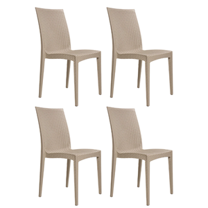 4 Cadeiras Rattan Bege Reforçada - Construmarcas