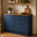 Ver imagem 1 de Balcão de Cozinha 1 Porta 3 Gavetas 100% MDF 120cm sem Tampo Sevilha Herval Azul/Órion