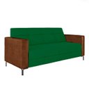 Ver imagem 2 de Sofá Living Decorativo Houston 2 Lugares 200cm Pés em Metal Veludo/ Pu Verde/ Marrom G33 - Gran Belo