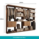 Ver imagem 4 de Guarda-Roupas Closet Modulado Alasca 240cm 4 Peças com 4 Gavetas e Cabideiros Freijó Carraro
