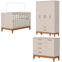 Ver imagem 1 de Quarto de Bebê Berço + Cômoda + Guarda Roupas Fosco Flip Areia Fosco