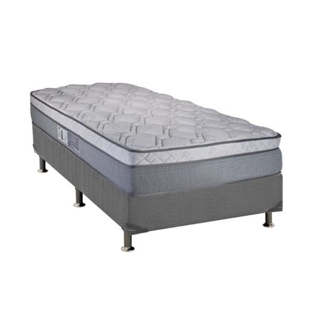 Cama Box Solteiro: Colchão Molas Ensacadas Luckspuma Masterpocket New Maxi + Base Gray(88x188)