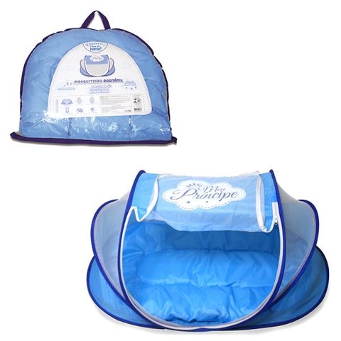 Berço Mosquiteiro Azul Portátil Príncipe - Unik Toys