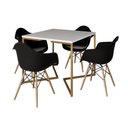 Ver imagem 6 de Mesa Jantar Industrial Quadrada 90Cm Branca Base V Dourada Com 4 Poltronas Daw Madeira Cor: Branco