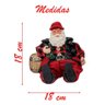 Decoração Enfeite Natal Papai Noel Sentado com Barril em Resina 18cm - 2