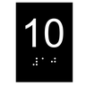 Kit 10 Placas Braile Ps do 10° Andar Elevador Preto - 1