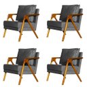 Ver imagem 1 de Kit 4 Poltronas Cadeira Mona Luxo Recepção - Linho Cinza