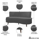 Ver imagem 3 de Sofá 2 Lugares para Sala Living 135cm Pés Palito Korah K04 Linho Cinza Escuro - Mpozenato