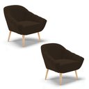 Ver imagem 1 de Kit 02 Poltronas Giovana Suede Pés Palito Natural - D’Rossi - Marrom