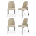 Ver imagem 1 de Kit 04 Cadeiras Sala de Jantar Lior com Encosto Estofado Base Preta Linho Bege - Abmaza