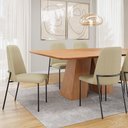Ver imagem 2 de Kit 04 Cadeiras Sala de Jantar Lior com Encosto Estofado Base Preta Linho Bege - Abmaza