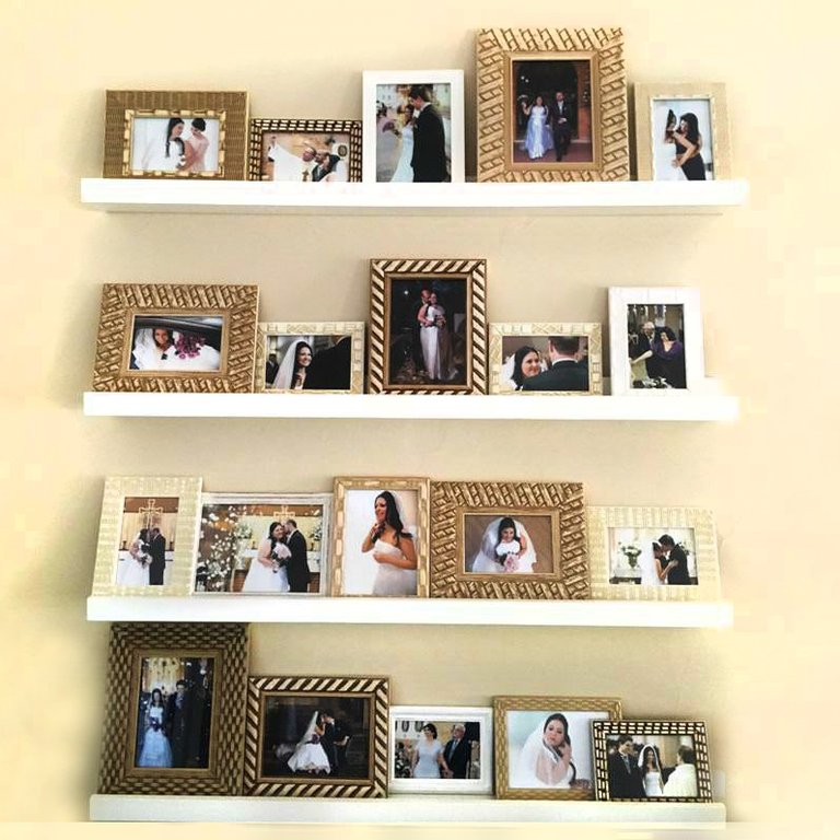 Porta Quadros prateleira nicho Branco - 4 Peças