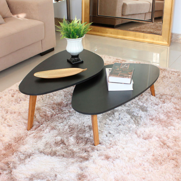 Conjunto de Mesa de Centro Orgânica Black Paris - 3