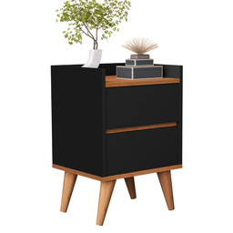 Mesa de Cabeceira Decor Criado Estilo Retrô Verona:preto/nature - 2