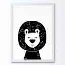 Ver imagem 1 de Quadro infantil desenho leão preto e branco