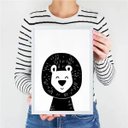 Ver imagem 2 de Quadro infantil desenho leão preto e branco