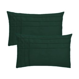 Kit 2 Capas para Almofada Drapeada Line T Retangular em Veludo Várias Cores Cor:verde Escuro - 1
