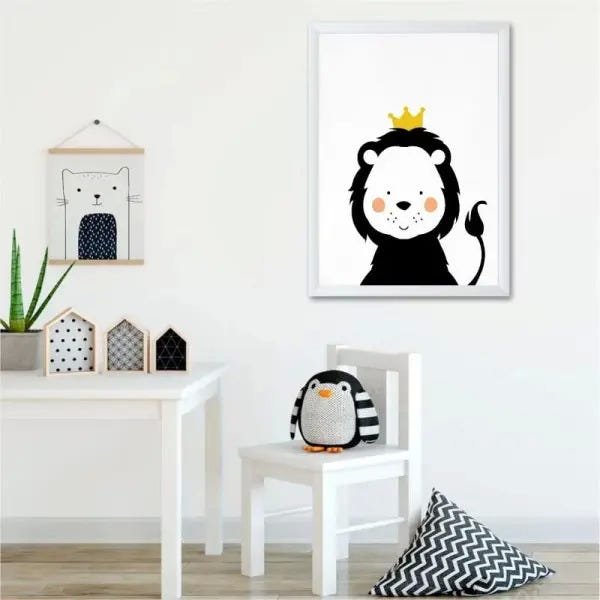 Quadro infantil desenho panda fundo azul - Conspecto