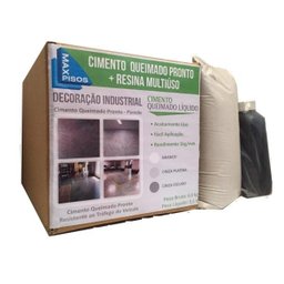 kit Cimento Queimado Líquido Piso Maxpisos Cor Cinza Escuro + Resina Multiuso Resistente ao tráfego - 2 kit Cimento Queimado Líquido Piso Maxpisos Cor Cinza Escuro + Resina Multiuso Resistente ao tráfego - 2