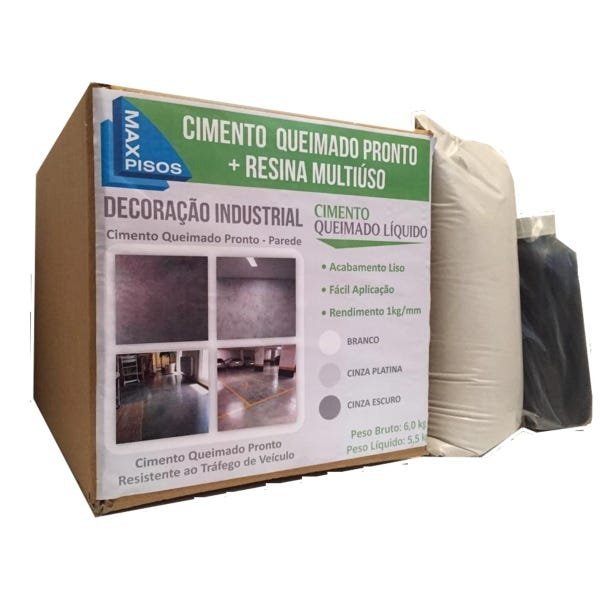 kit Cimento Queimado Líquido Piso Maxpisos Cor Cinza Escuro + Resina Multiuso Resistente ao tráfego  - 4