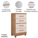 Ver imagem 5 de Kit Guarda-Roupa Solteiro 4 Portas e Cômoda 4 Gavetas Lisa Nature/Off White