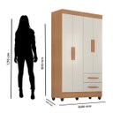 Ver imagem 2 de Kit Guarda-Roupa Solteiro 4 Portas e Cômoda 4 Gavetas Lisa Nature/Off White