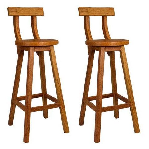 Kit 2 Banquetas Alta de Madeira com Encosto