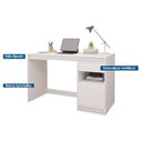 Ver imagem 2 de Mesa Computador Escrivaninha Mila C/ 1 Porta e 1 Gaveta Branco - Permóbili