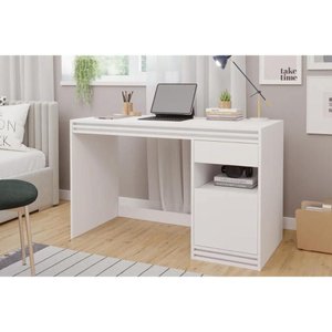 Mesa Computador Escrivaninha Mila C/ 1 Porta e 1 Gaveta Branco - Permóbili